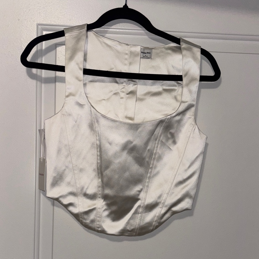Sunday Best Ivory Satin Top